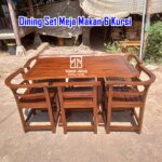 Set Meja Makan Minimalis 6 Kursi Simple Kayu Jati